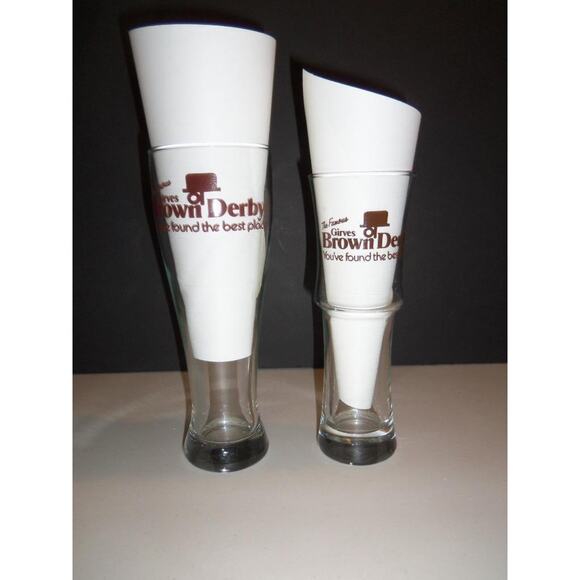 2 The Famous Girves Brown Derby Beverage Glass Tall Drink Collectible -061803 - Picture 1 of 2